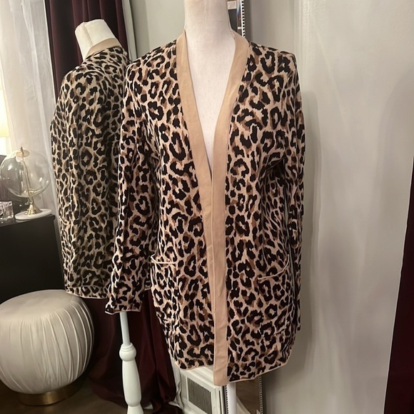 New without Tags J.Crew Factory Leopard open cardigan Size Small - Picture 2 of 9
